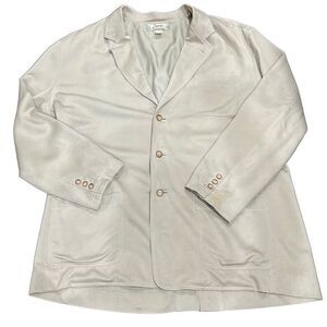 TOMMY BAHAMA 100% Silk Button Down Long Sleeve Khaki Unstructured Blazer Sport C